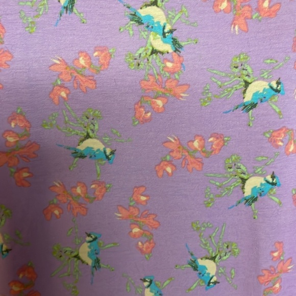 LuLaRoe size XL Lavender with Floral and Blue Jays Julia Soft Fitted Midi Dress - Picture 3 of 6